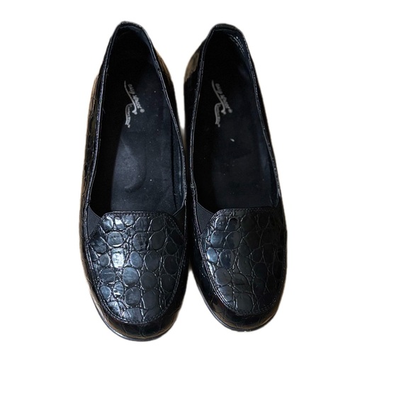 Easy Street Purpose Loafer Black Croc Embossed Slip-On Block Heel Office 8.5M - Picture 3 of 13